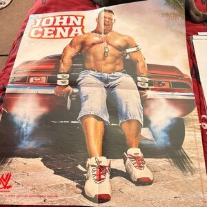 WWE John Cena Poster with Red and Blue Accents